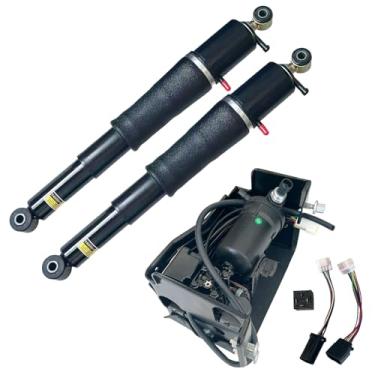 Imagem de Amortecedores e compressor de suspensão a ar traseira compatível com Cadillac Escalade 2002-2013 Chevy Avalanche Suburban Tahoe GMC Yukon XL 2000-2014 Substitui 15756926 15254590 949-001