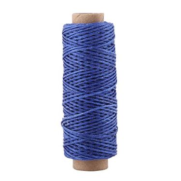 Imagem de GLOGLOW Fio Encerado para Artesanato Em Couro, Cabo Trançado Plano de 1 Mm para Artesanato Em Couro, Cabo Trançado Plano de 1 Mm para Costura à Mão, Fio de Poliéster de 50 M para Selaria de Conserto de Calçados e Projetos de Bricolage (Azul)