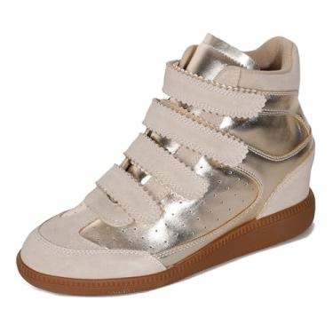 Imagem de Project Cloud Tênis feminino com cadarço para mulheres, tênis femininos modernos com palmilha de espuma viscoelástica, tênis femininos antiderrapantes (marant), Dourado, 37