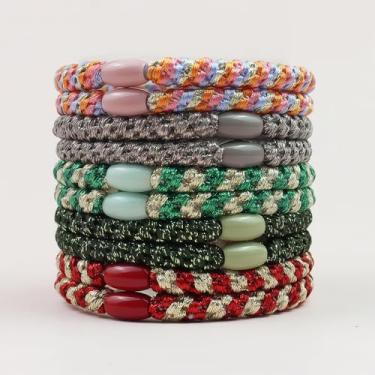 Imagem de Pacote com 10 laços de cabelo elásticos para mulheres, faixas grossas sem vincos com suportes de rabo de cavalo fortes para mulheres, acessórios elegantes com design clássico (estilo 12)