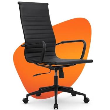 Imagem de Cadeira De Escritório Presidente Ergonômica Moob Berlim Preta Com Regulagem de Altura e Base Giratória