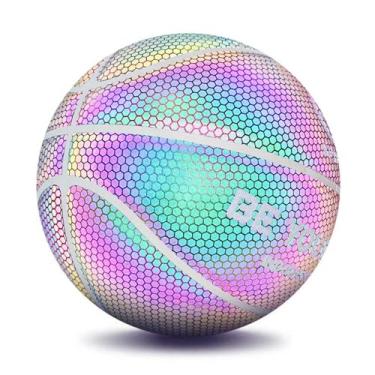 Imagem de Bola de basquete holográfica reflexiva brilhante luminosa couro indoor para meninos meninas homens e mulheres