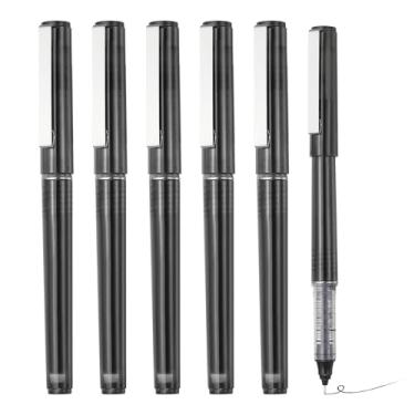 Imagem de PATIKIL Caneta esferográfica de tinta líquida preta, 6 peças de grande capacidade de secagem rápida de 0,5 mm, para escritório, arte, artesanato, scrapbooks, desenho, diário (ARP41801A)