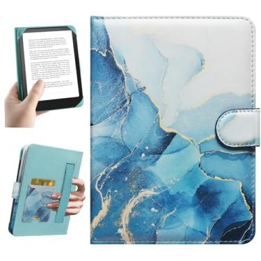 Imagem de HoYiXi Capa universal eReades de 6" polegadas compatível com 6" Kindle 2025 & 2019/Pocketbook/Tolino/Kobo Clara HD, 6" capa protetora para leitor eletrónico com bolso integrado, azul Dali