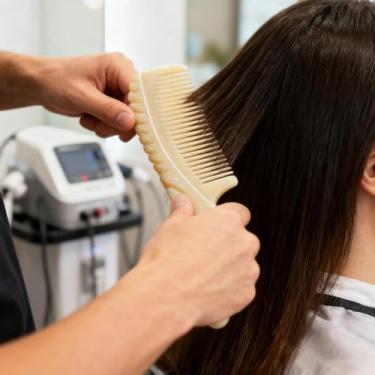 Imagem de 1 Pente feminino elegante com cabo de flores amarelas, ferramenta doméstica engrossada com dentes finos