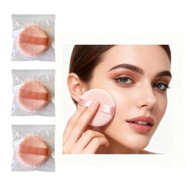 Imagem de 3 peças de liquidificadores de esponja cosmética em pó puff face, ferramentas de fixação de maquiagem de beleza