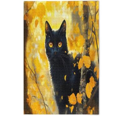 Imagem de Cute Cartoon Cat Yellow Jigsaw 500 Piece Puzzle Adults, White Elephant Party Gifts Difficult Jigsaw Puzzles Fine Art Painting Home Decor, 500 Pieces, 20.5" x 14.9"