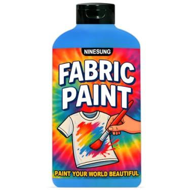 Imagem de ninesung Tinta de tecido azul celeste para roupas, tamanho jumbo de 1000 ml - Tinta têxtil acrílica não tóxica para camisetas, sapatos, jeans, bolsas, projetos de bricolage e arte - vibrante e