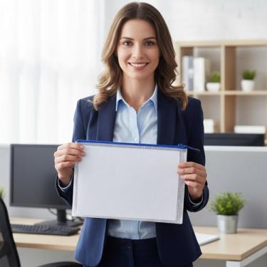 Imagem de 8 bolsas de malha com zíper - bolsa de documentos tamanho A6, bolsa organizadora de arquivos de plástico à prova d'água para material escolar de escritório