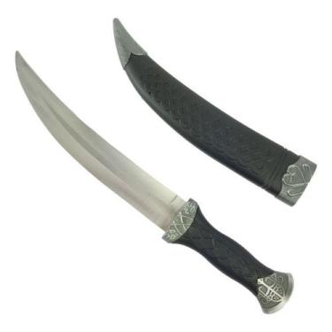 Imagem de Adaga Punhal Medieval Preta C/bainha Desenhada Haste Curva - TENDA MED