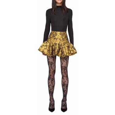 Imagem de Ronny Kobo Saia Stormi feminina, Preto, dourado, PP