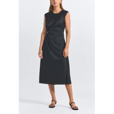 Imagem de Derek Lam 10 Crosby Vestido de cetim feminino Adelita Crepe nas costas, Preto, 38