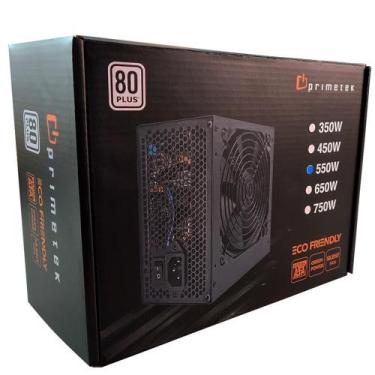 Imagem de Fonte Gamer Primetek 550W Real 80 Plus ATX PFC Ativo Bivolt Automatico
