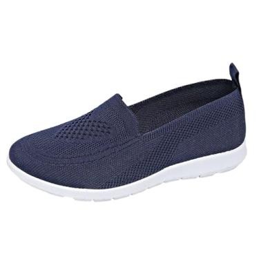 Imagem de Sapatos femininos modernos, casuais, versáteis, plus size, de corte baixo, leves, confortáveis, primavera/verão, modernos, sapatos de salto plataforma, Azul royal, 37 BR