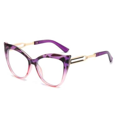 Imagem de Óculos de Sol UV400 - Olho de Gato Oversized com Lentes Degradê para Homens e Mulheres, Ideais para Esportes ao Ar Livre, Corrida e Ciclismo, nas Cores Roxo, Rosa e Transparente