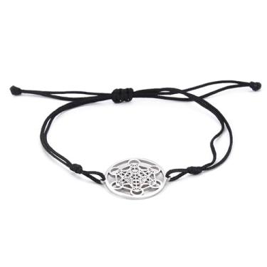 Imagem de EUEAVAN Pulseira Metatron Cubo Ajustável Geometria Sagrada Arcanjo Feito à Mão Corda Trançada Vermelho Sorte Pulseira Kabbalah Amuleto Declaração Joias Mulheres, Medium, Aço inoxidável, Sem Pedra