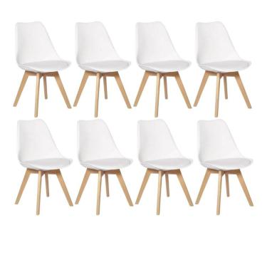 Imagem de Kit 8 Cadeiras Eames Wood Leda Design - Branco