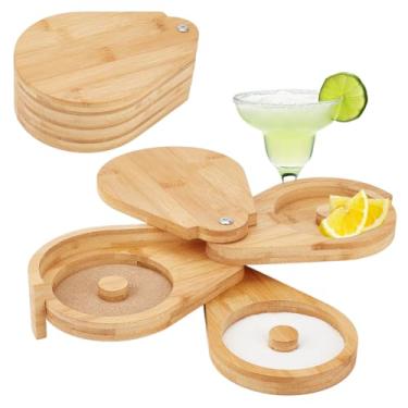 Imagem de UNICRAFTALE Conjunto de 3 camadas Margarita Salt Rimmer com tampa e barra de esponjas Ferramenta de barman de vidro para coquetéis Margarita suprimentos de bartender 20 x 14,5 x 6,8 cm