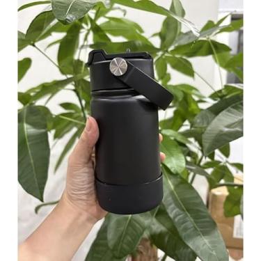 Imagem de Garrafas térmicas de aço inoxidável com bico duplo nos tamanhos 350 ml, 600 ml e 800 ml, com capas protetoras de silicone (preto,syk-350ml)