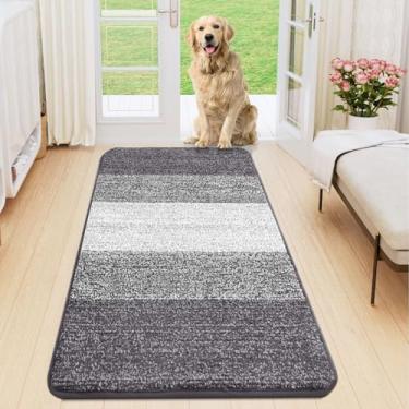 Imagem de Smiry Tapete de porta de cachorro para patas enlameadas, absorve umidade e sujeira, tapete de entrada de perfil baixo com suporte antiderrapante, capacho de entrada interna e externa para piso interno