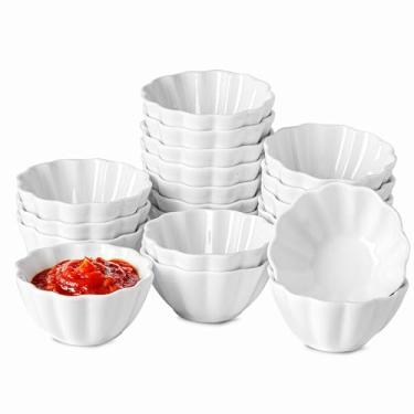 Imagem de UIBFCWN Pacote com 20 pratos de molho de soja de 113 g, tigelas/copos de cerâmica para molho, tigelas pequenas de 9 cm para ketchup, molho de soja, sushi, condimentos, acompanhamentos, pode ir ao