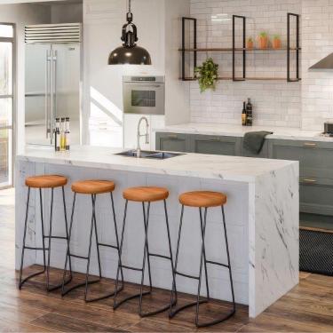 Imagem de Kit Cozinha Industrial Prateleira E 4 Banquetas Madeira