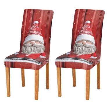 Imagem de SEHANY Conjunto de 4 capas de cadeira de gnomo de Papai Noel para sala de jantar, elástico, removível e lavável, para cozinha, hotel, festa, decoração de Natal
