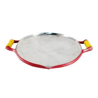 Imagem de Chapa Disco Arado Alumínio Fundido Craqueada Alça Madeira