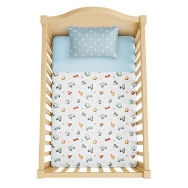 Imagem de Jogo de Lençol para Berço Americano em Malha para Bebê - Bublim, Carro