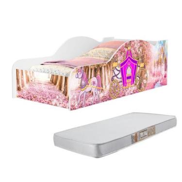 Imagem de Mini Cama Infantil Juvenil Carro Com Proteção Lateral Adesivada MDF De