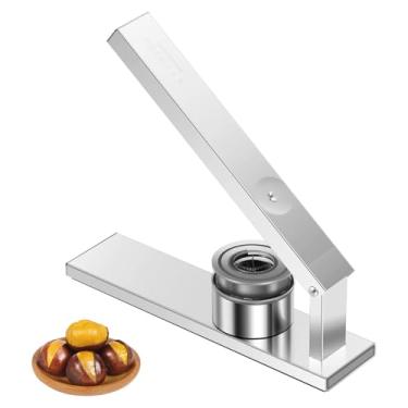 Imagem de Cortador de castanha, ferramenta de descascador de castanha de aço inoxidável com alça ergonômica, biscoito multifuncional de nozes e noz-pecã, lâmina de precisão embutida, fácil descascamento
