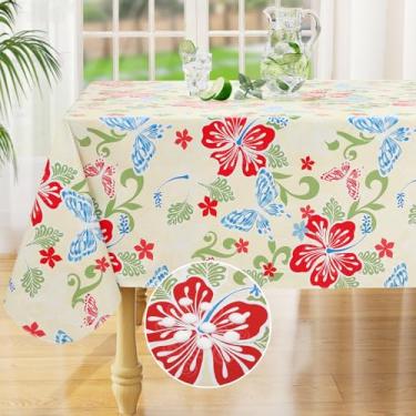 Imagem de misaya Toalha de mesa retangular de vinil impermeável, toalha de mesa limpa com forro de flanela, capa de mesa de plástico para jantar, piquenique, interior e exterior (borboleta, 152 x 259 cm)