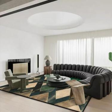 Imagem de Tapetes decorativos estilo casa, sala de estar, antiderrapantes, laváveis, para sala de jantar, macios e personalizáveis, para sofá e mesa (5,2 x 6,5 pés (160 x 200 cm)/JH023-Flannel-2)