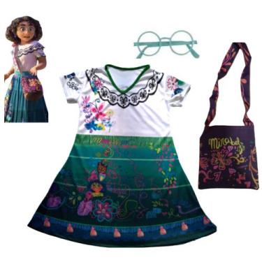 Imagem de Fantasia Infantil Mirabel com Bolsa e Óculos - MWM Kids, Branco, Verde