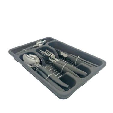 Imagem de Jogo De Talhares 25 Peças Com Porta Talheres Cinza - Jac Pack