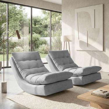 Imagem de Kit 2 Poltronas Balance Exclusiva Bouclé Premium De Luxo Com Leve Balanço Para Sala Quarto e Área de Leitura
