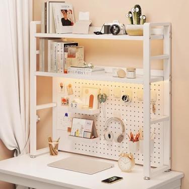 Imagem de Estante de mesa, prateleira de mesa de metal com prateleiras, estante de mesa para mesa de computador, organizador de mesa de estilo livre, prateleira de exibição para escritório e casa dormitório (75