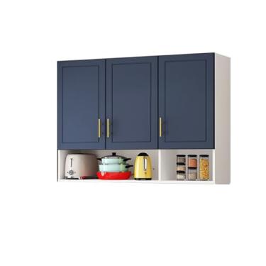 Imagem de Armário de armazenamento de banheiro montado na parede, 90 x 32 x 80 cm, prateleiras elegantes para cozinha, varanda e sala de estar, organizador de cosméticos que economiza espaço, armários de parede