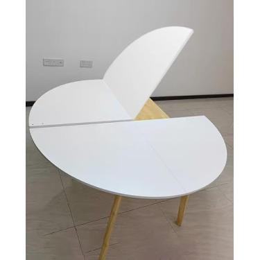 Imagem de Mesa dobrável redonda de 16 mm para mesa de jantar de madeira - extensor de bancada para ambientes internos e externos, casa/festa/reuniões de família - sem pernas, fácil de transportar (150 cm/59