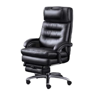 Imagem de Cadeira de escritório luxuosa de couro genuíno cadeira de escritório ergonômica reclinável para chefes conforto supremo para longas horas de trabalho cadeira de escritório executivo