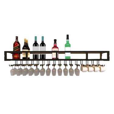 Imagem de Suporte para pendurar para taças de vinho, suporte para copos de vinho, estável, durável, economia de espaço, garrafa de vinho montada na parede - Rack de vidro com parafusos, para cozinha e bar de