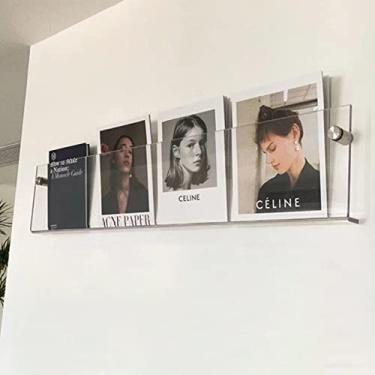 Imagem de Porta-revistas de acrílico transparente montado na parede, suporte de exibição de folheto e organizador de panfletos para casa, escritório, loja de varejo - Tamanho de 100 cm, maximiza o espaço e a