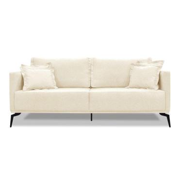 Imagem de Sofá 2 Lugares Pé De Ferro Preto Rafaela 160 Cm Linho S04 - D'rossi Cor Perola