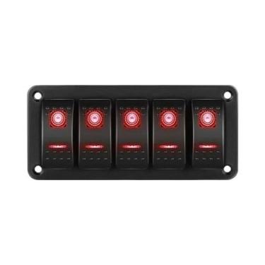 Imagem de Interruptor Gangue Triplo Com Luz De Fundo LED Azul, 5 Pinos, Liga/Des