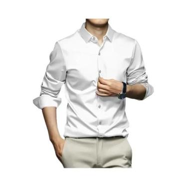 Imagem de Camisa Social Masculina Slim Fit De Manga Longa, Stretch, Antirrugas, 