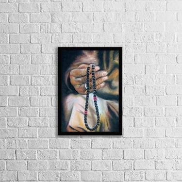 Imagem de Quadro Artístico Colar Umbanda 33X24 Moldura Preta Vidro