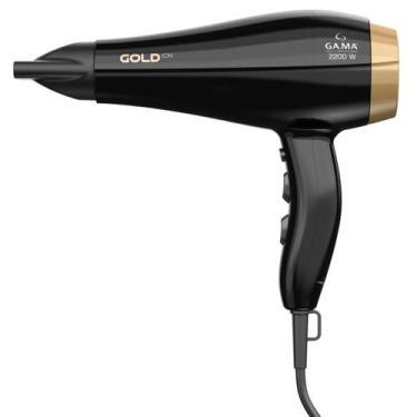 Imagem de Secador Cabelo Gama 2200W Gold Cerâmica Ion 220 - GA.MA ITALY, Preto e