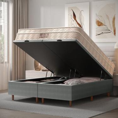 Imagem de CAMA BOX BAÚ BLINDADO QUEEN COM COLCHÃO MOLAS ENSACADAS ORTOBOM AIRTEC
