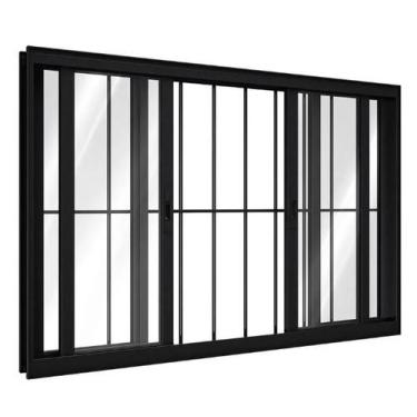 Imagem de Janela 4 Folhas com grade linha 25 aluminio branco - Prover Esquadrias