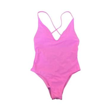 Imagem de Maiô Feminino Sexy Acolchoado De Uma Peça, Cor Sólida, Roupa De Praia 